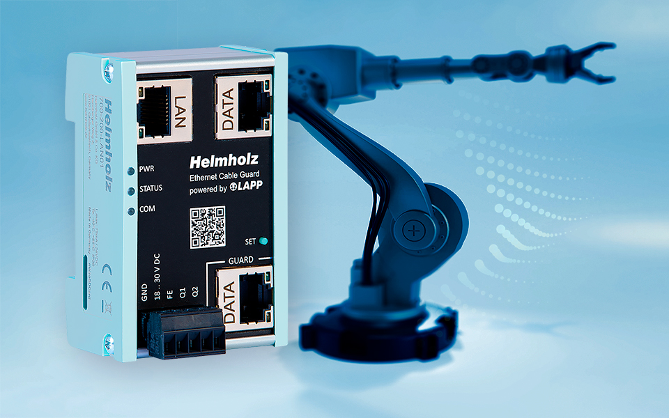 Lees meer over het artikel Helmholz presenteert de Ethernet Cable Guard, een innovatief monitorapparaat voor Ethernet datakabels in de 100Base-TX klasse